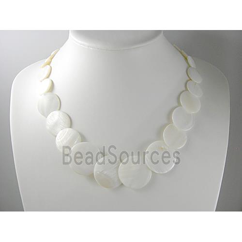 17 inches of freshwater shell necklace, white