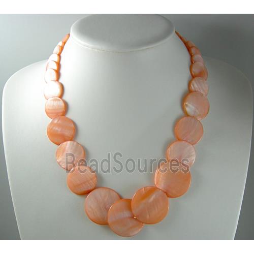 17 inches of freshwater shell necklace, pink