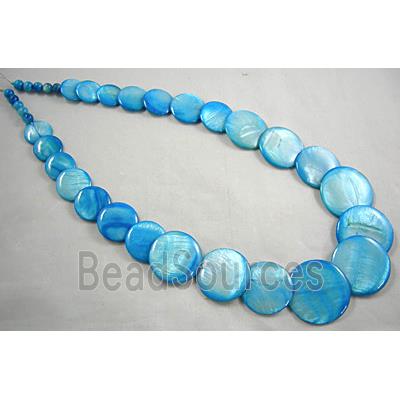 17 inches of freshwater shell necklace, aqua