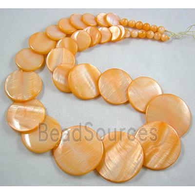 17 inches of freshwater shell necklace, orange