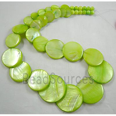 17 inches of freshwater shell necklace, olive