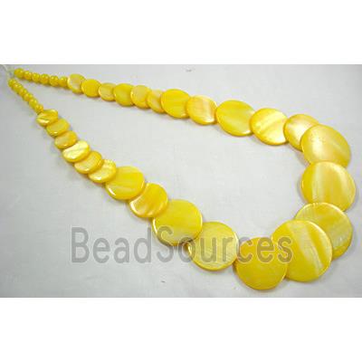 17 inches of freshwater shell necklace, yellow