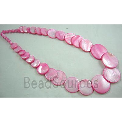 17 inches of freshwater shell necklace, hot-pink