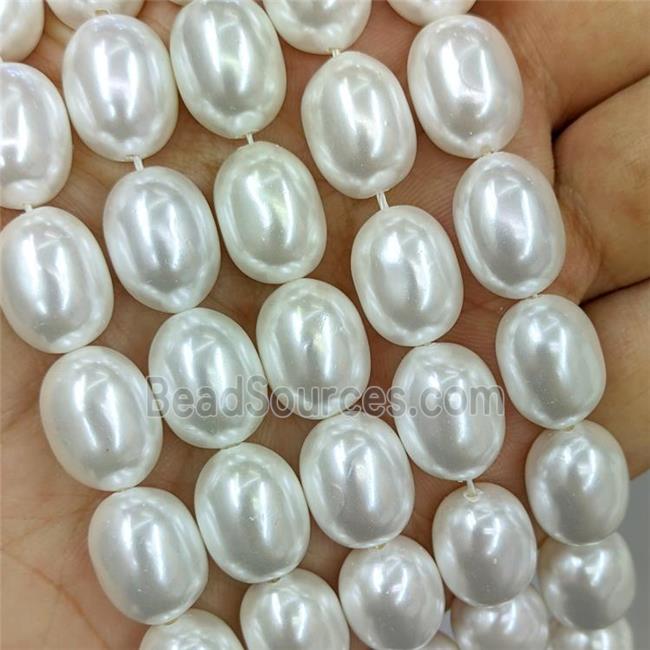 Pearlized Shell Beads, rice-shape, white