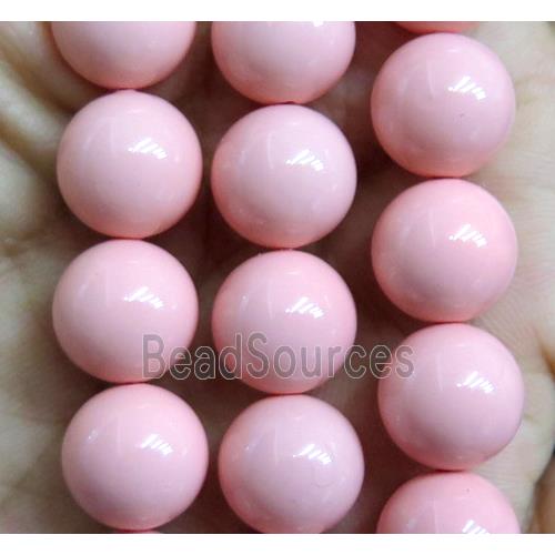 pink Pearlized Shell Beads, round