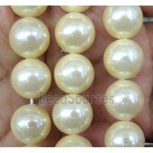 yellow Pearlized Shell Beads, round