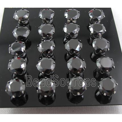 hypoallergenic Stainless steel earring with black cubic zirconia