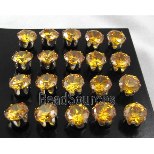 hypoallergenic Stainless steel earring with golden cubic zirconia