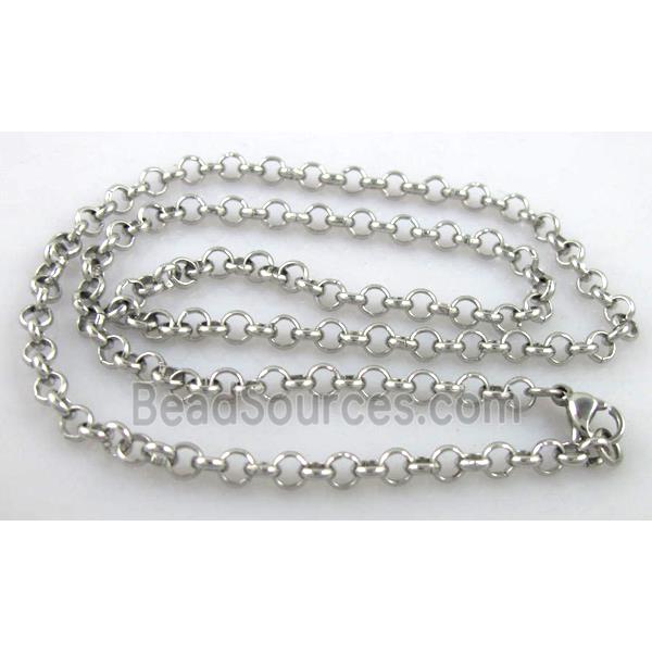 Stainless steel Necklace, platinum plated