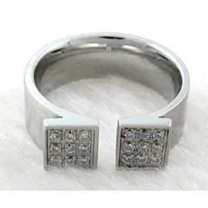 Stainless steel Ring, paved rhinestone