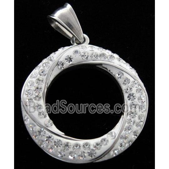 Stainless steel pendant with fimo clay pave mid-east rhinestone