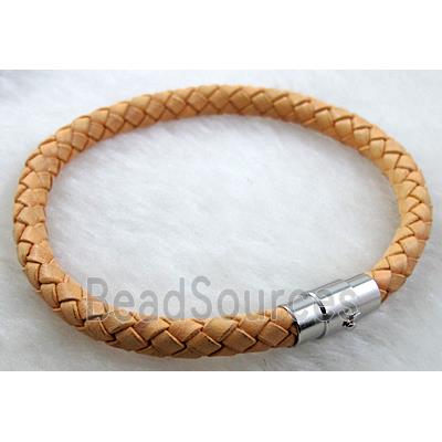 Leather Rope  Bracelets, magnetic clasp, brown