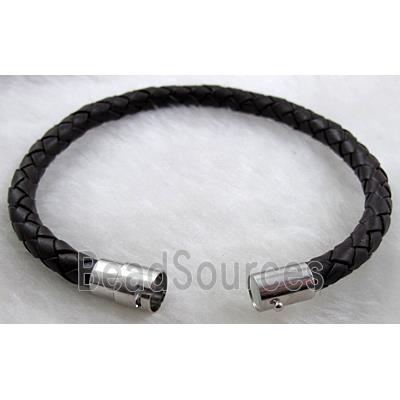 deep coffee Leather Cord Bracelets with Magnetic Clasp