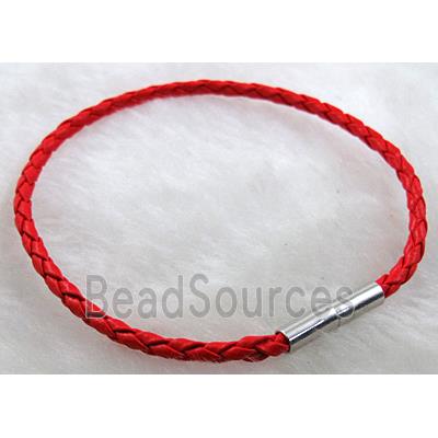 Red Leather Bracelets, magnetic clasp