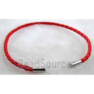 Red Leather Bracelets, magnetic clasp