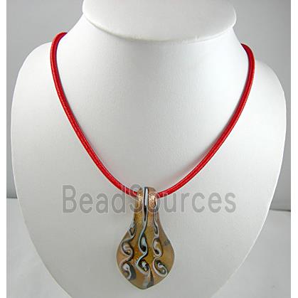 Rubber Necklace Cord, silk-braiding, Red