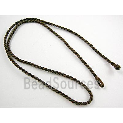 Sennit Necklace Cord, Rattail Nylon, Coffee