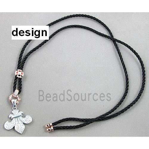 Sennit Necklace Cord, Rattail Nylon, alloy clasp with rhinestone