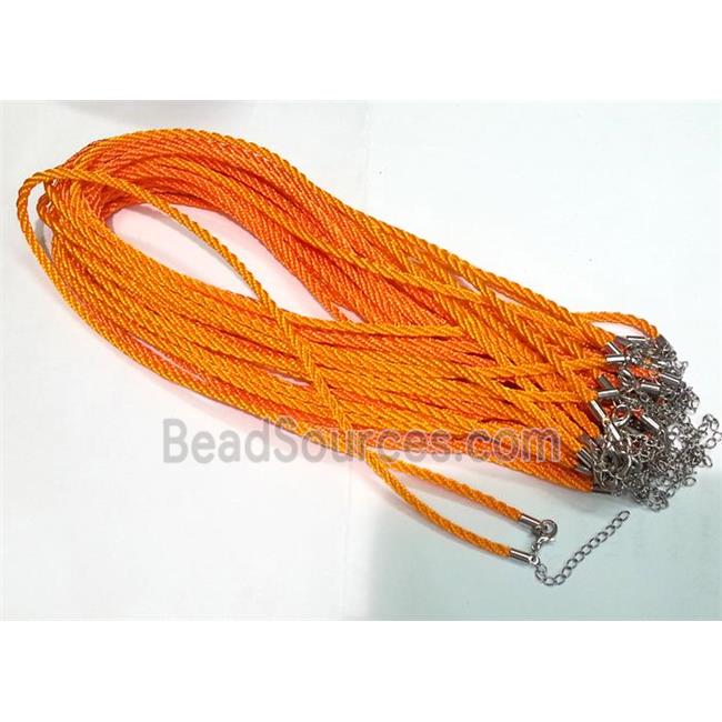 Rattail Nylon, Sennit Necklace Cord, copper connector, orange