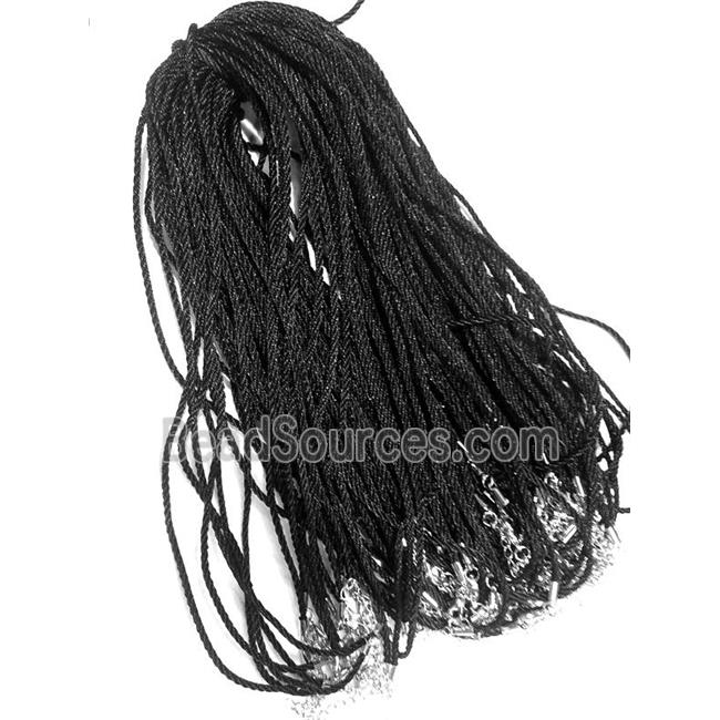 Rattail Nylon, Sennit Necklace Cord, copper connector, black