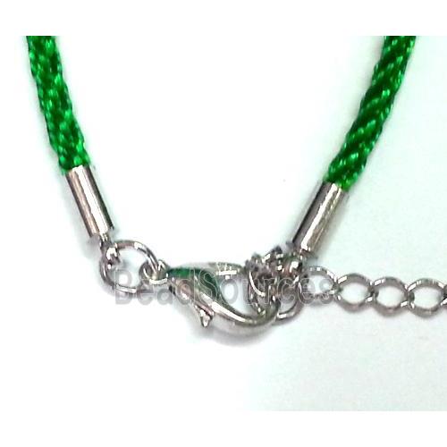 Rattail Nylon, Sennit Necklace Cord, copper connector, green