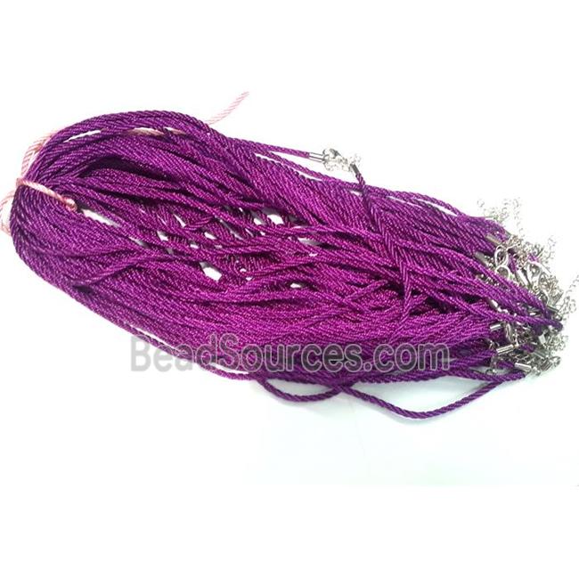 Rattail Nylon, Sennit Necklace Cord, copper connector, purple