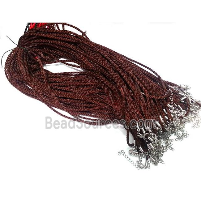 Rattail Nylon, Sennit Necklace Cord, copper connector, coffee