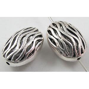 Tibetan Silver Charms Flat Oval Spacer