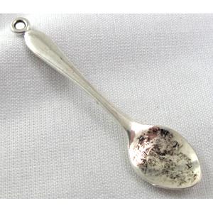 Dessert Spoon, tibetan silver pendants, Non-Nickel,