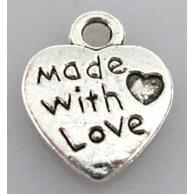 Tibetan Silver heart pendant, lead free and nickel free, zinc alloy