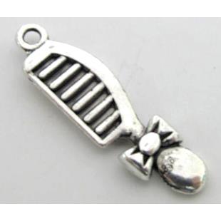 comb charm, tibetan silver pendant, non-nickel