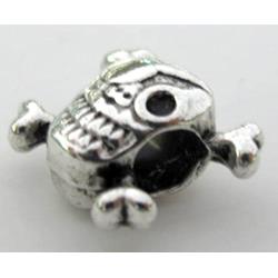 Tibetan Silver Skull Charm beads, lead free and nickel free