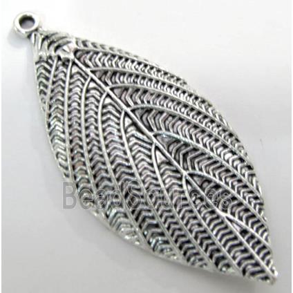 Tibetan Silver leaf pendant, Non-Nickel