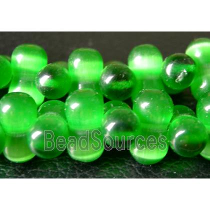 Cats eye beads, peanut, green