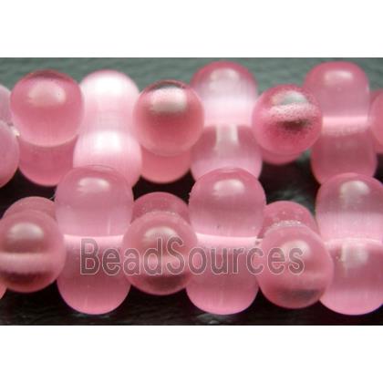 Cats eye bead, peanut, pink