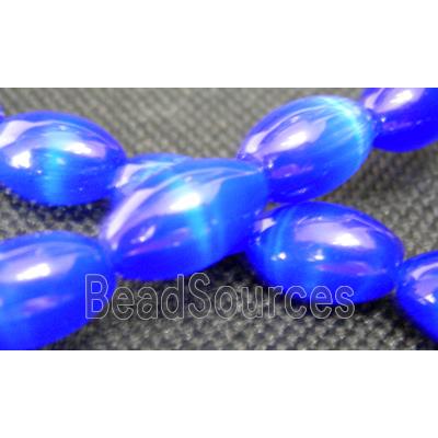 Cats eye beads, rice, deep blue