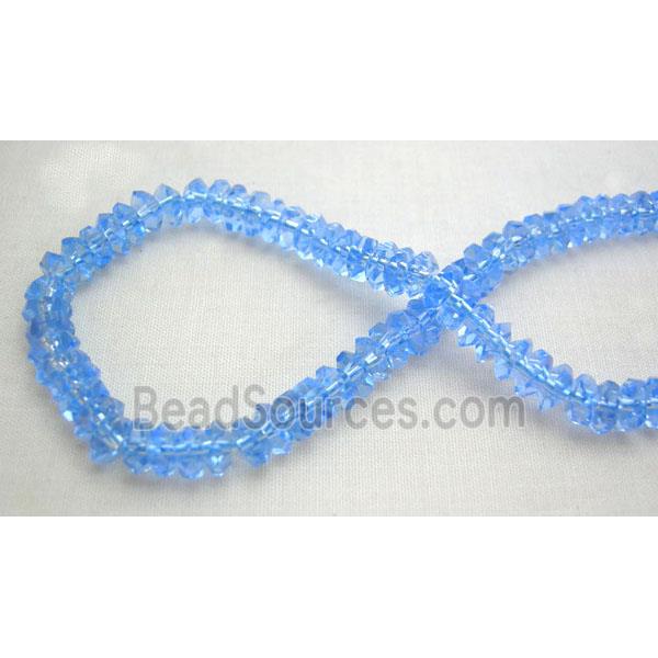 hand-faceted rondelle Glass Beads, blue