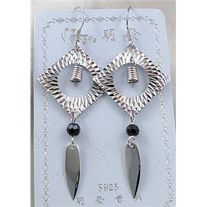 sterling silver Earring, 25x25mm,5x17mm,65mm length