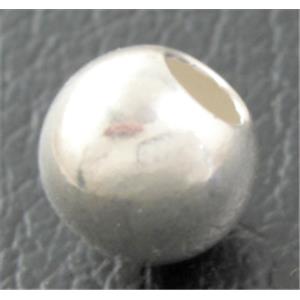 Sterling Silver Beads, round, 8mm dia, approx 3.4mm hole