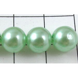 pearlized plastic beads, round, green, 8mm dia, approx 1900pcs