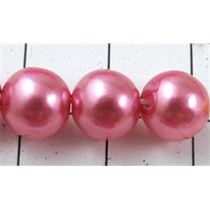 pearlized plastic beads, round, hot-pink, 8mm dia, approx 1900pcs