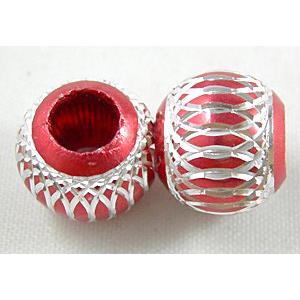 Red Aluminium Spacer Beads, 12mm dia