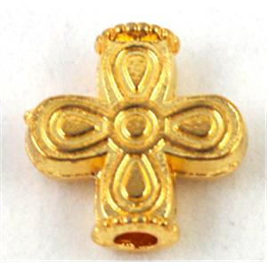 Tibetan Silver Spacers bead, non-nickel, golden, 14.5x14.5mm, 2.5mm hole