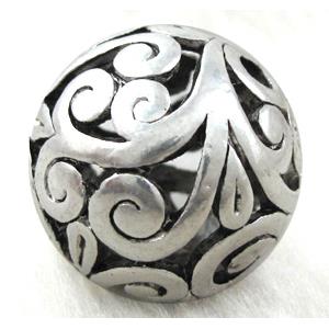 Hollow Tibetan Silver beads ball, lead free and nickel free, approx 25mm dia