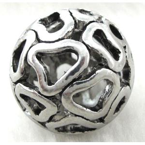 Hollow Tibetan Silver beads ball, lead free and nickel free, approx 25mm dia