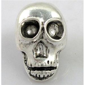 Tibetan Silver Skull Charms, Non-Nickel, 22x14mm