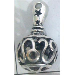 Tibetan Silver hollow pendant, lead free and nickel free, approx 9mm ball