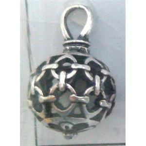 lead free and nickel free Tibetan Silver hollow pendant, approx 15mm ball