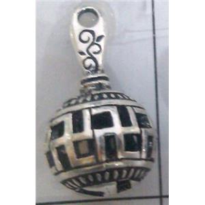 hollow Tibetan Silver pendant, lead free and nickel free, approx 11mm ball