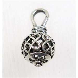 Tibetan Silver hollow pendant, lead free and nickel free, approx 9mm ball